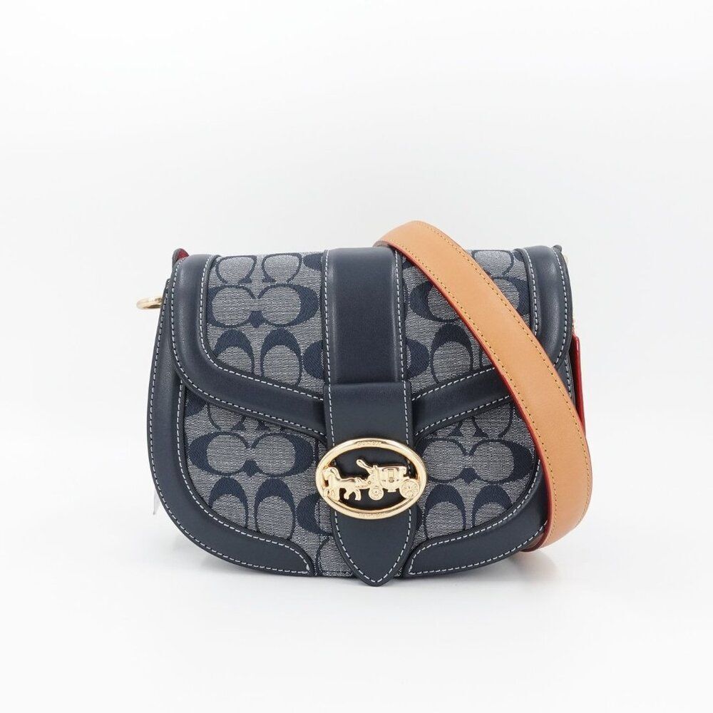 Coach Women's Georgie Saddle Bag In Signature Chambray Blue OS - Picture 2 of 14